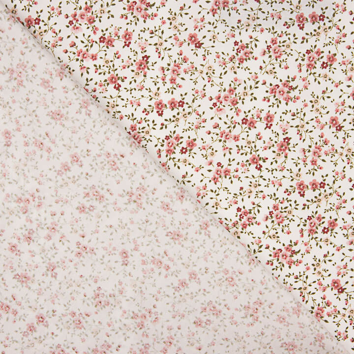 Viyela estampada com Florzinhas em Vermelho e Grená - Ribes y Casals