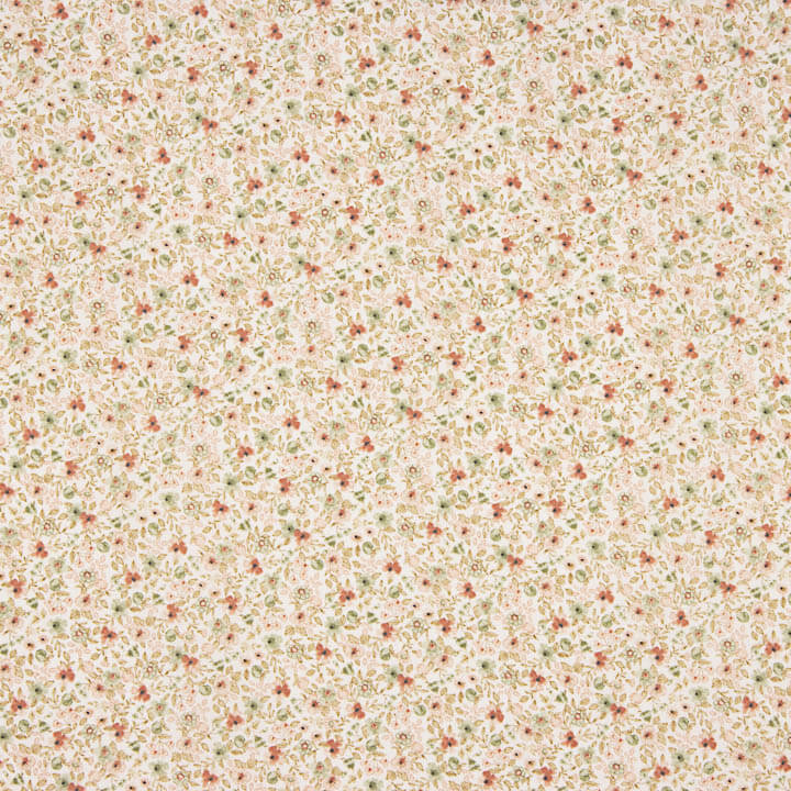 Viyela estampada com Florzinhas em Coral e Verde - Ribes y Casals