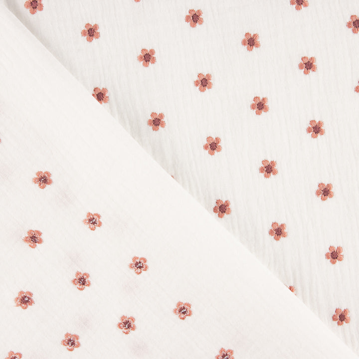 Bámbula Bordada com Flores Floral Cor de Coral - Ribes y Casals