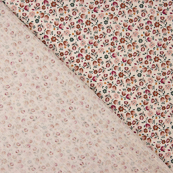 Gaze Dupla com Motivo Floral Liberty Rosa - Ribes y Casals