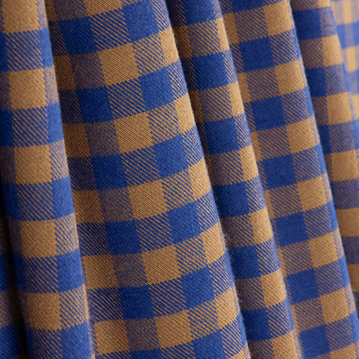 Camisola de tecido de algodão xadrez azul e castanho - Ribes y Casals