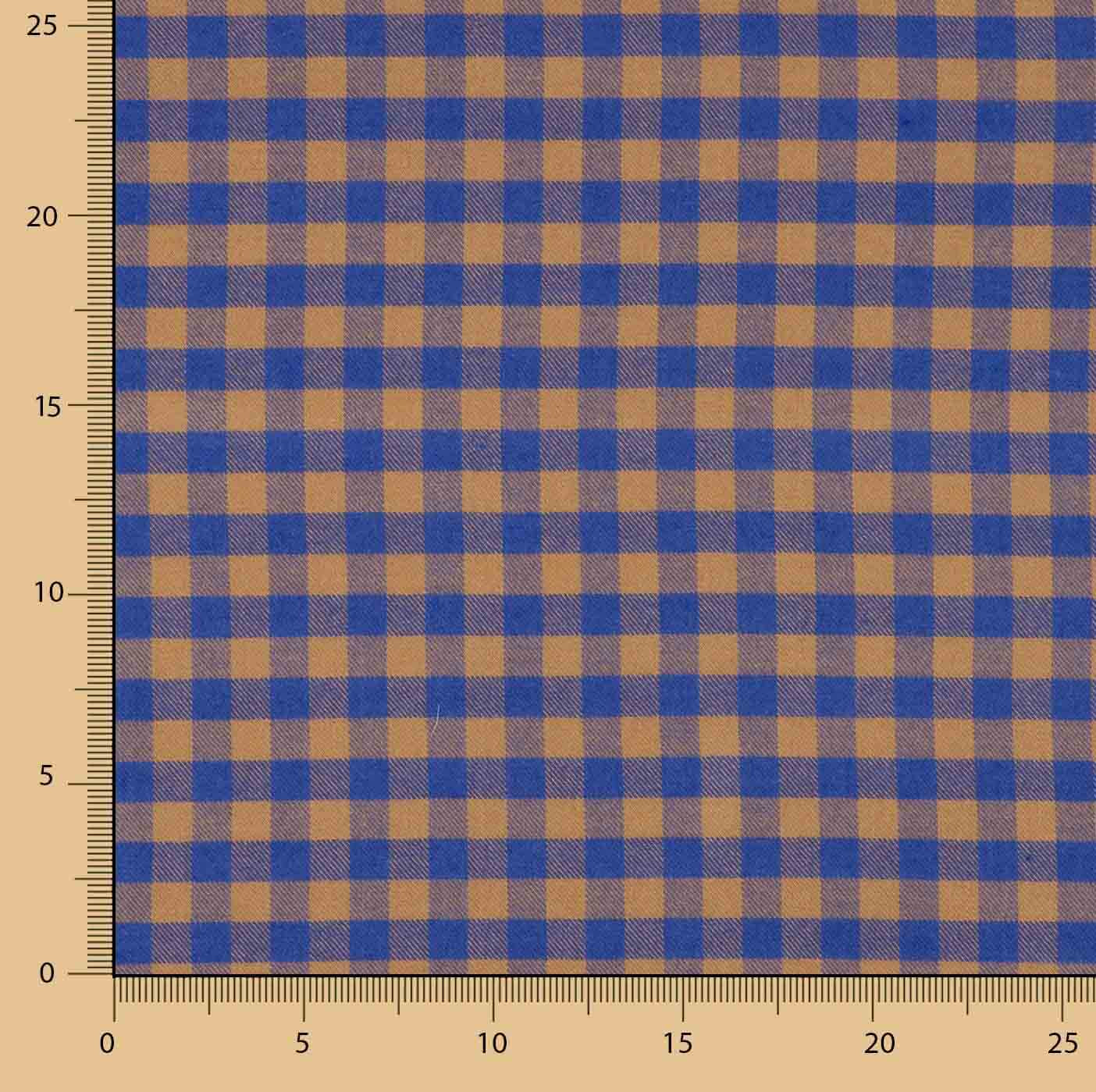 Camisola de tecido de algodão xadrez azul e castanho - Ribes y Casals