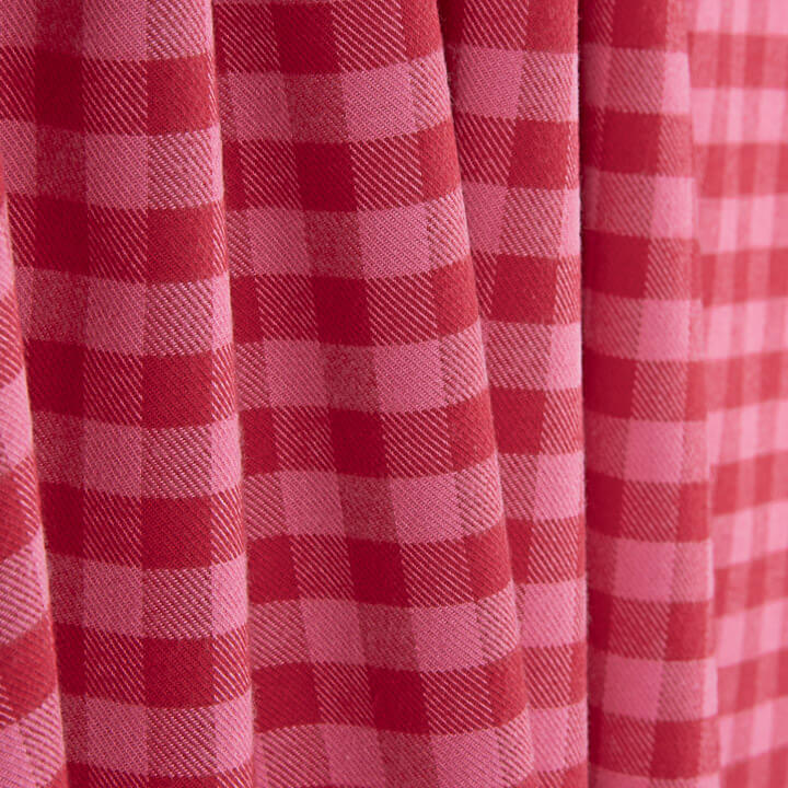 Camisola de tecido de algodão xadrez rosa e vermelha - Ribes y Casals