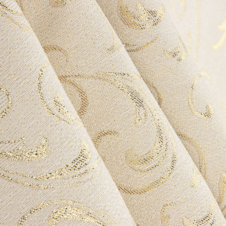 Loneta Jacquard com Lurex Dourado e Ramos Ornamentais - Ribes y Casals