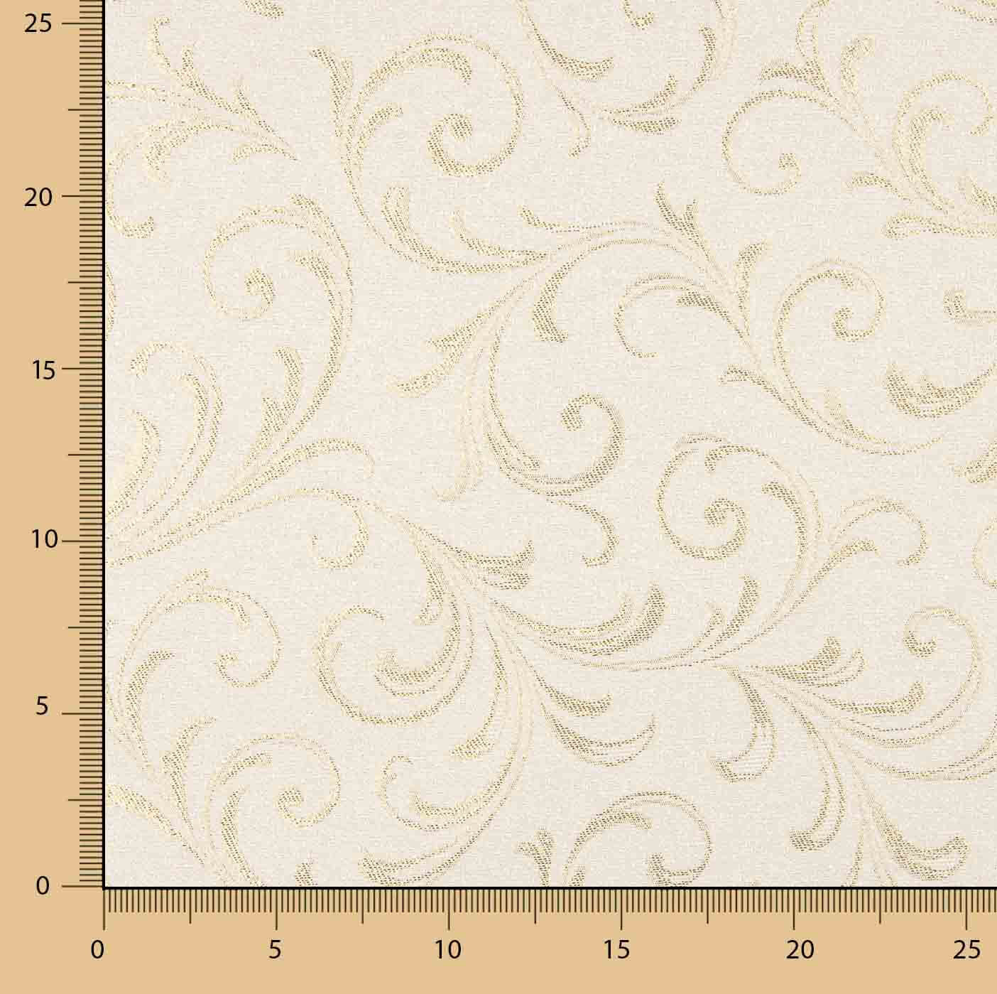 Loneta Jacquard com Lurex Dourado e Ramos Ornamentais - Ribes y Casals