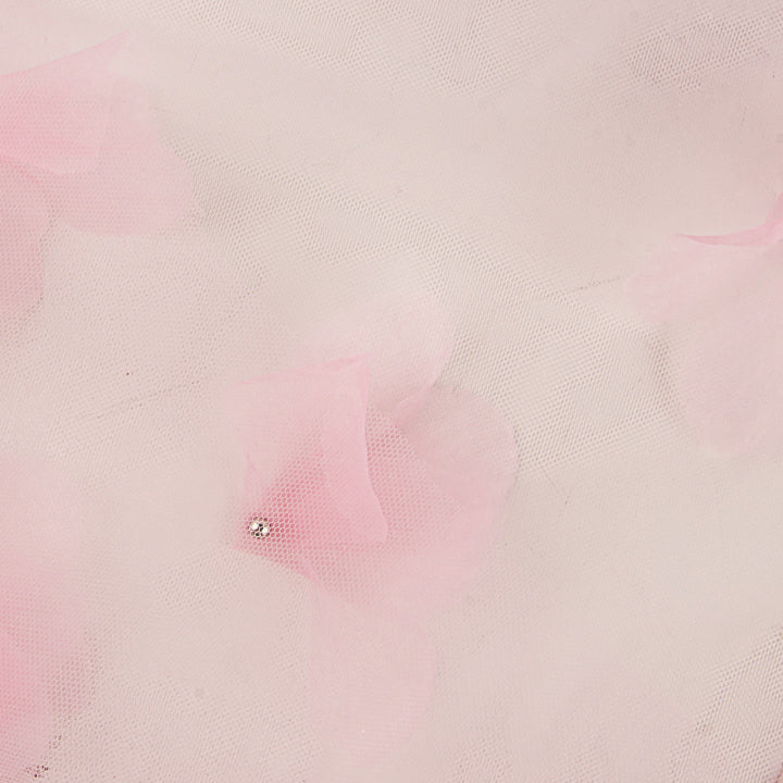 Tule rosa com flores 3D e pérolas - Ribes y Casals