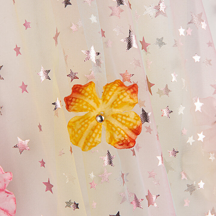 Tule arco-íris «Céu das Fadas» com flores 3D e estrelas - Ribes y Casals