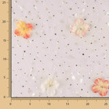 Tule «Jardim das Fadas» em malva com flores 3D e lamé prateado - Ribes y Casals