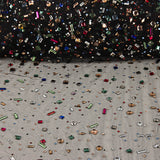 Tule de luxo preto com strass multicoloridos - Ribes y Casals