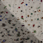 Tule de luxo preto com strass multicoloridos - Ribes y Casals