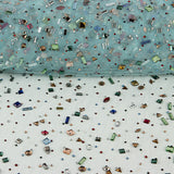 Tule Luxury Verde Água com Strass Multicoloridos - Ribes y Casals