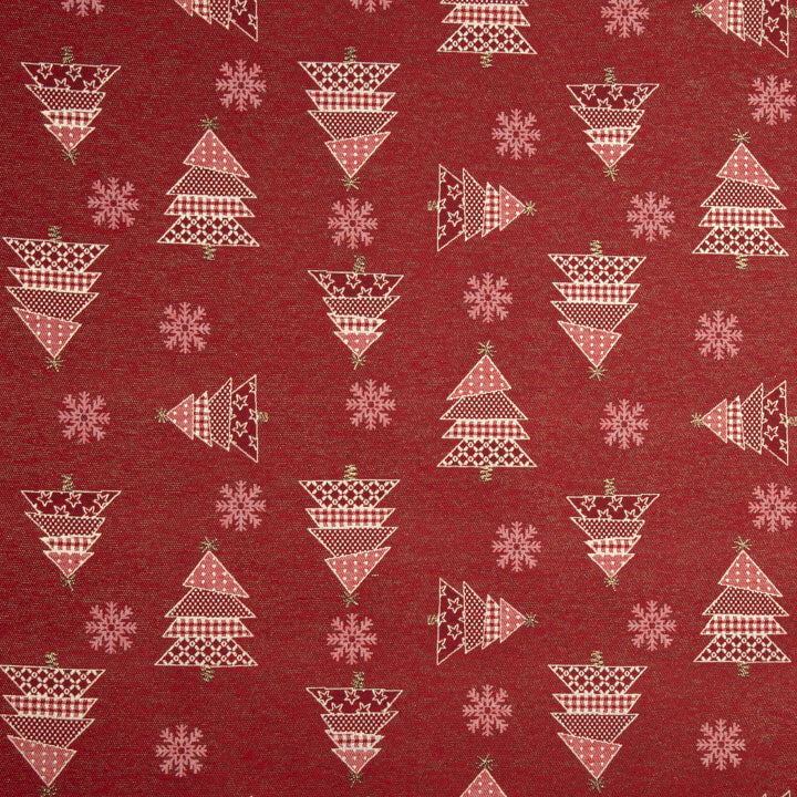 Loneta Jacquard de Natal com Abetos Vermelhos e Lurex - Ribes y Casals