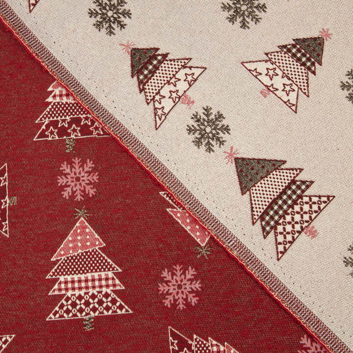 Loneta Jacquard de Natal com Abetos Vermelhos e Lurex - Ribes y Casals