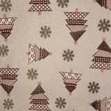 Loneta Jacquard de Natal com Abetos Vermelhos e Lurex - Ribes y Casals