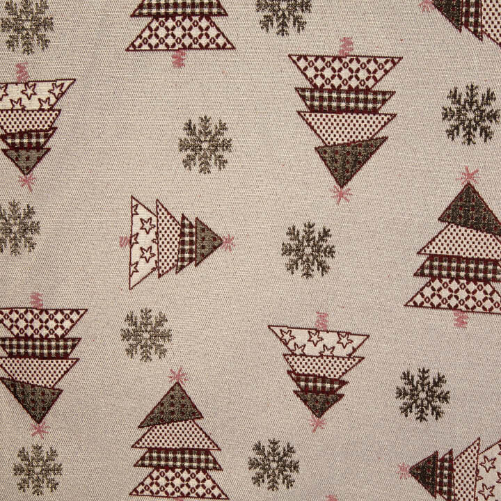 Loneta Jacquard de Natal com Abetos Vermelhos e Lurex - Ribes y Casals