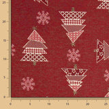 Loneta Jacquard de Natal com Abetos Vermelhos e Lurex - Ribes y Casals
