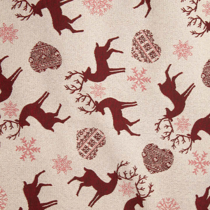 Loneta Jacquard Natal Nórdico Vermelha com Lurex - Ribes y Casals