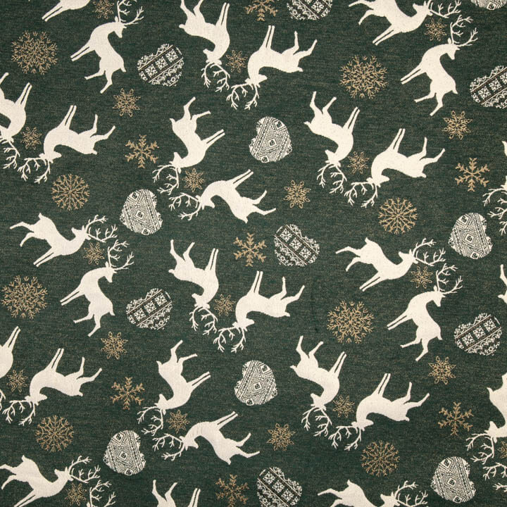 Loneta Jacquard Natal Nórdico Verde com Lurex - Ribes y Casals