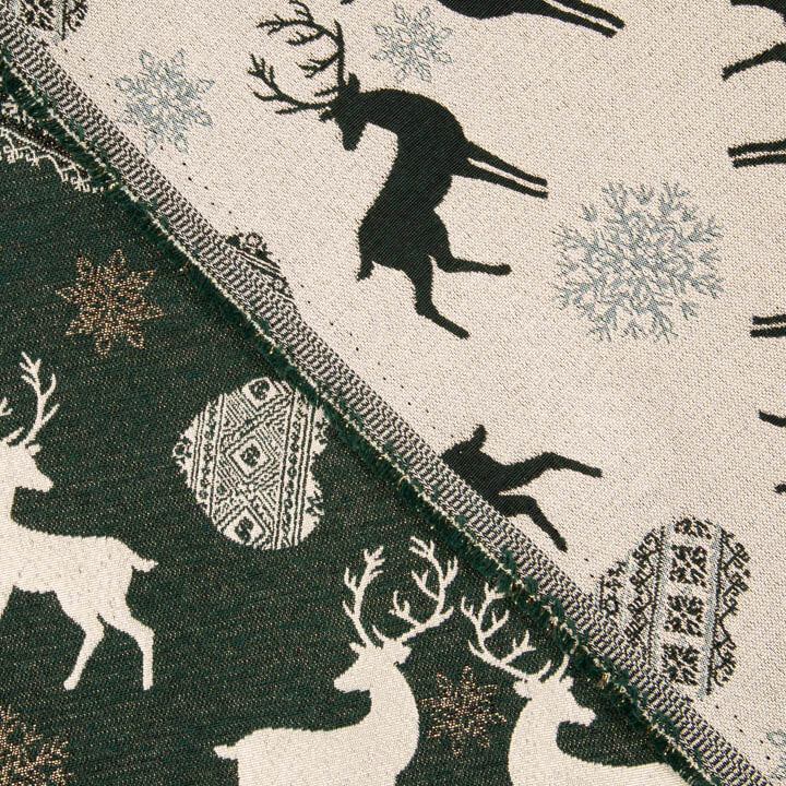 Loneta Jacquard Natal Nórdico Verde com Lurex - Ribes y Casals
