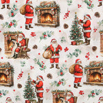 Loneta estampada com o Pai Natal e a lareira - Ribes y Casals
