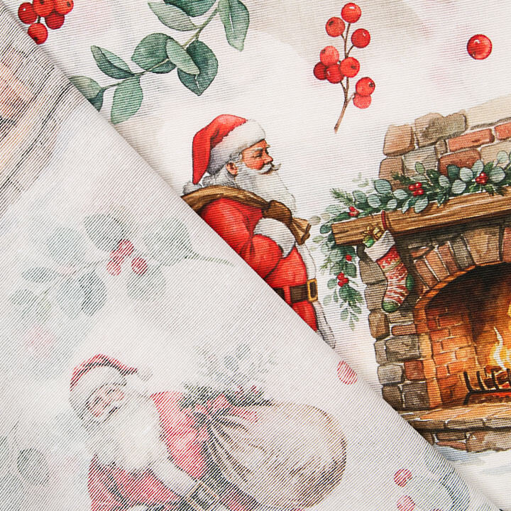 Loneta estampada com o Pai Natal e a lareira - Ribes y Casals
