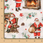 Loneta estampada com o Pai Natal e a lareira - Ribes y Casals