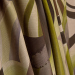 Tecido de viscose estampado de dupla face com ondas abstratas em tom de azeitona - Ribes y Casals