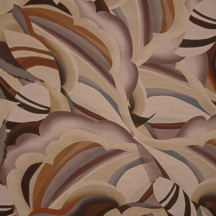 Tecido de viscose estampado de dupla face com ondas abstratas em tons de terra - Ribes y Casals