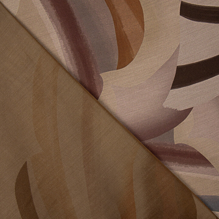Tecido de viscose estampado de dupla face com ondas abstratas em tons de terra - Ribes y Casals