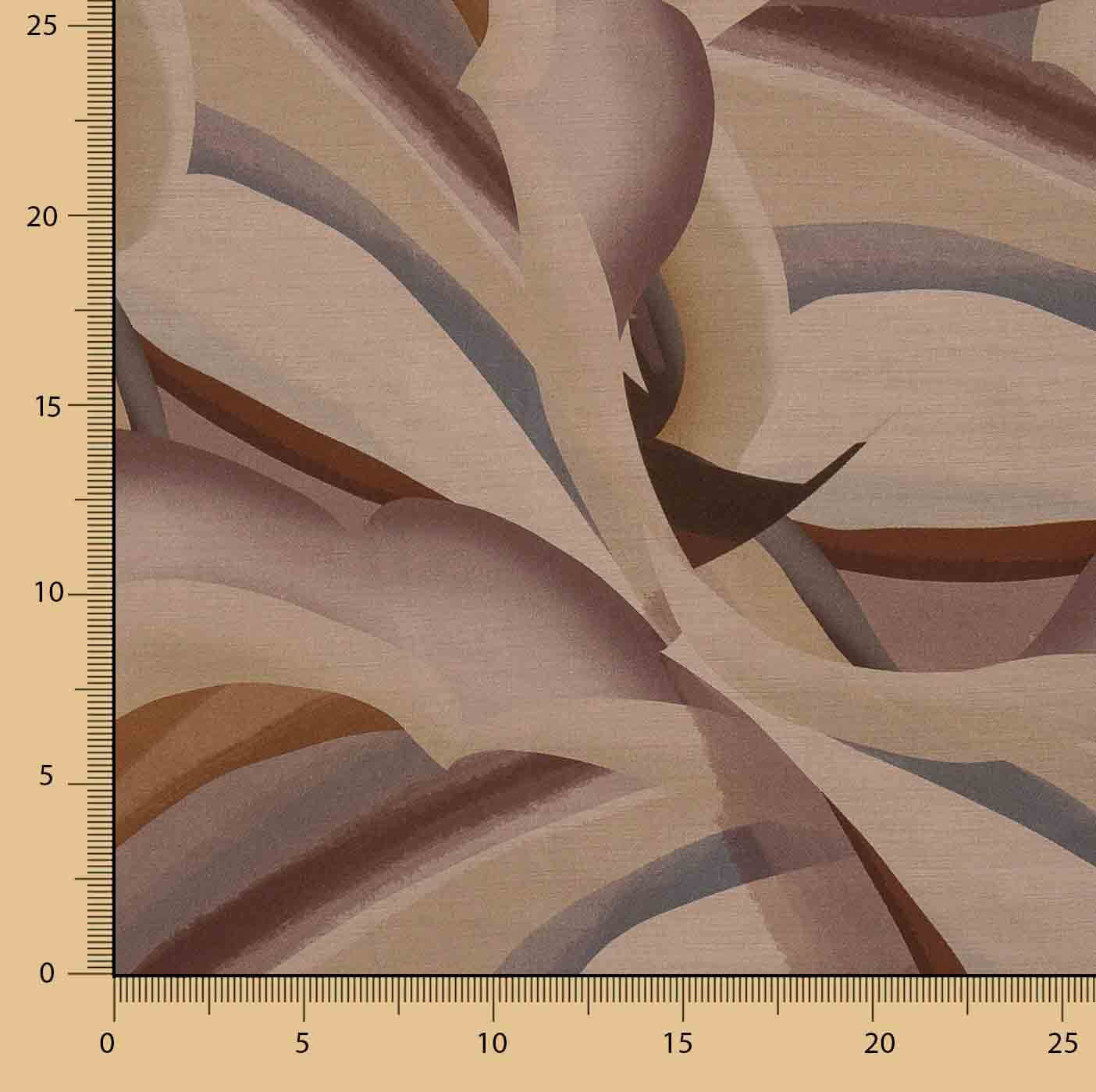 Tecido de viscose estampado de dupla face com ondas abstratas em tons de terra - Ribes y Casals