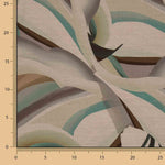 Tecido de viscose estampado de dupla face com ondas abstratas em verde-água - Ribes y Casals