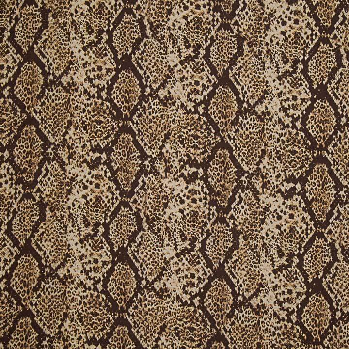 Tecido de viscose estampado de dupla face com animal print de cobra castanha - Ribes y Casals
