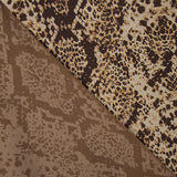 Tecido de viscose estampado de dupla face com animal print de cobra castanha - Ribes y Casals