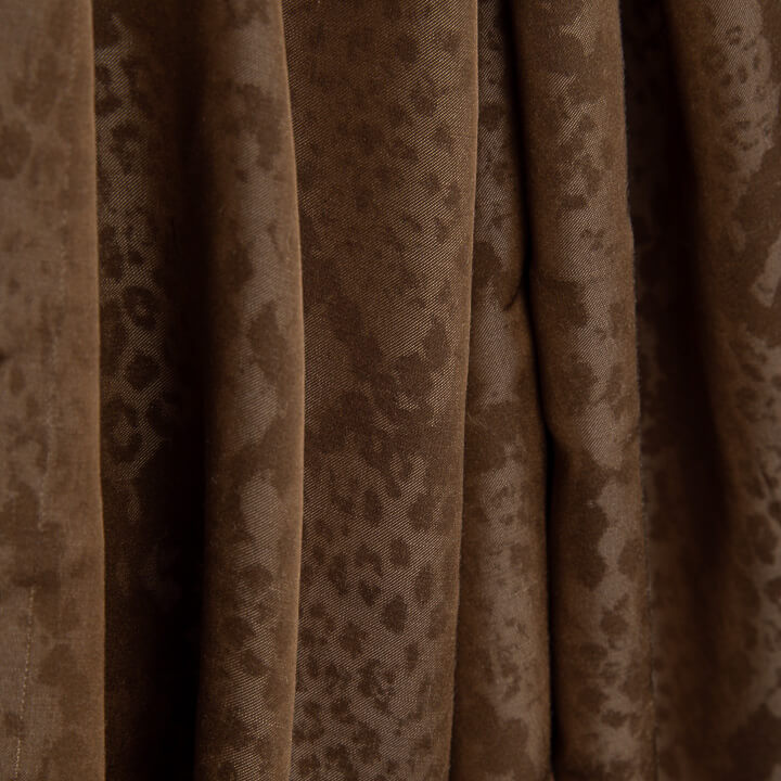 Tecido de viscose estampado de dupla face com animal print de cobra castanha - Ribes y Casals