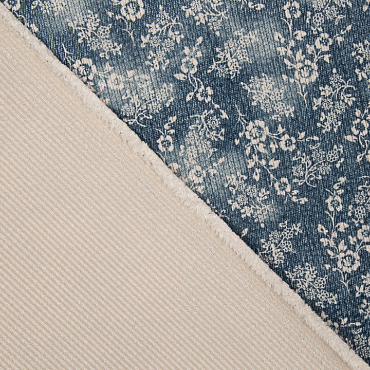 Bombazina estampada com flores vintage azuis - Ribes y Casals