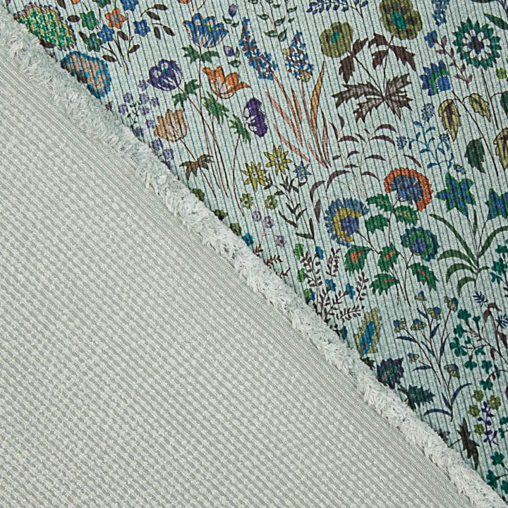 Bombazina estampada «Jardim Selvagem» Verde Água - Ribes y Casals