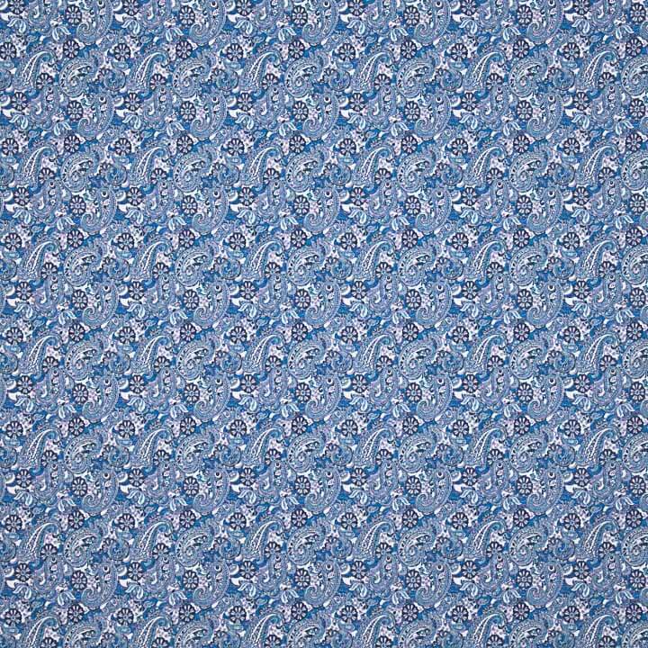 Popelina estampada em azul paisley - Ribes y Casals
