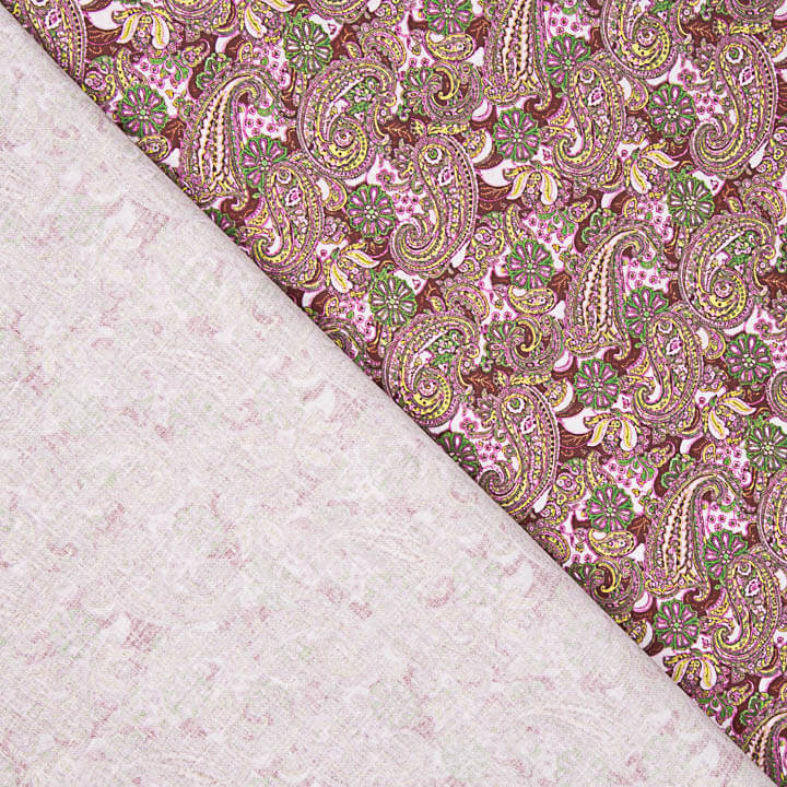 Popelina estampada em rosa paisley - Ribes y Casals