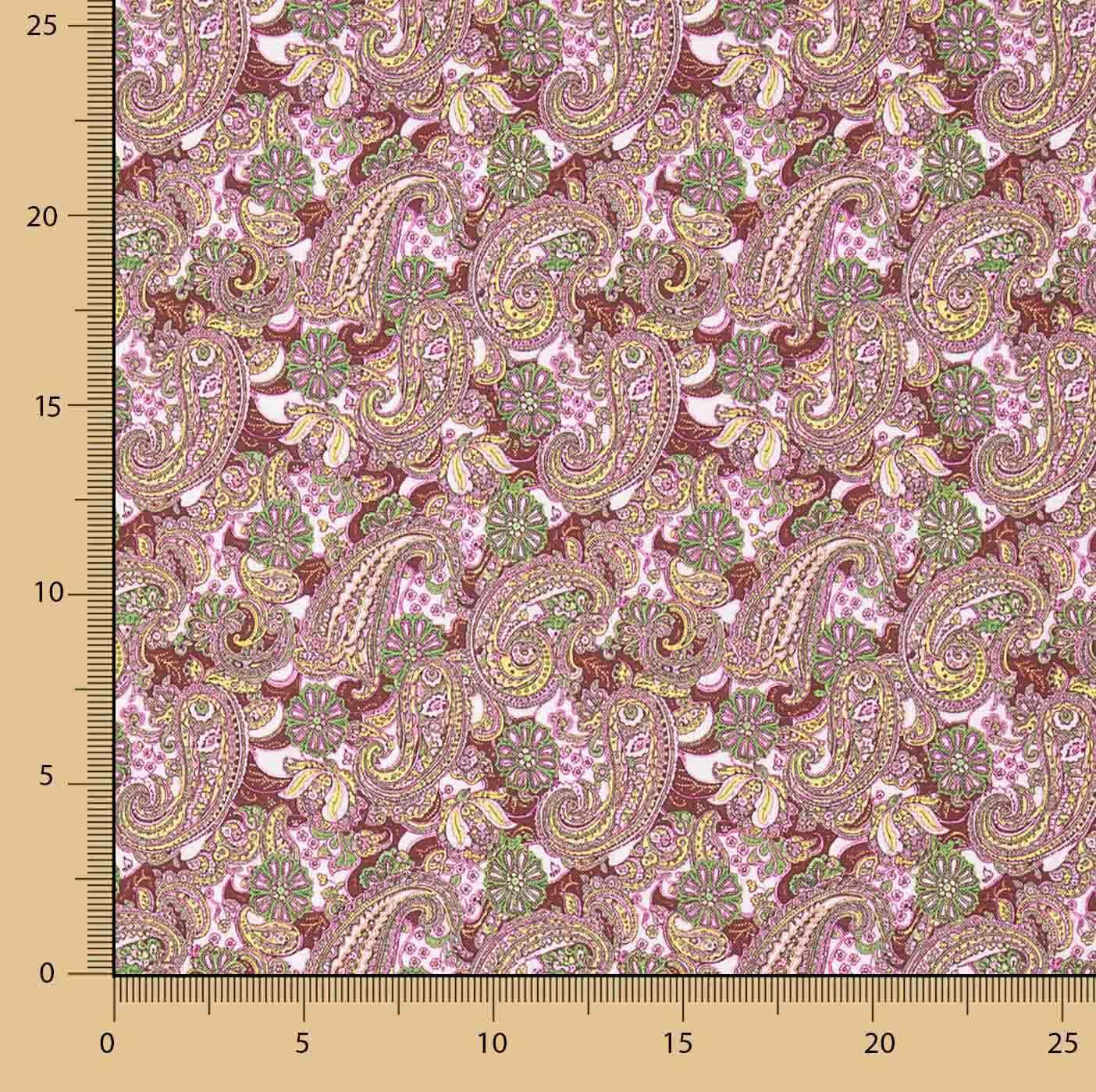 Popelina estampada em rosa paisley - Ribes y Casals