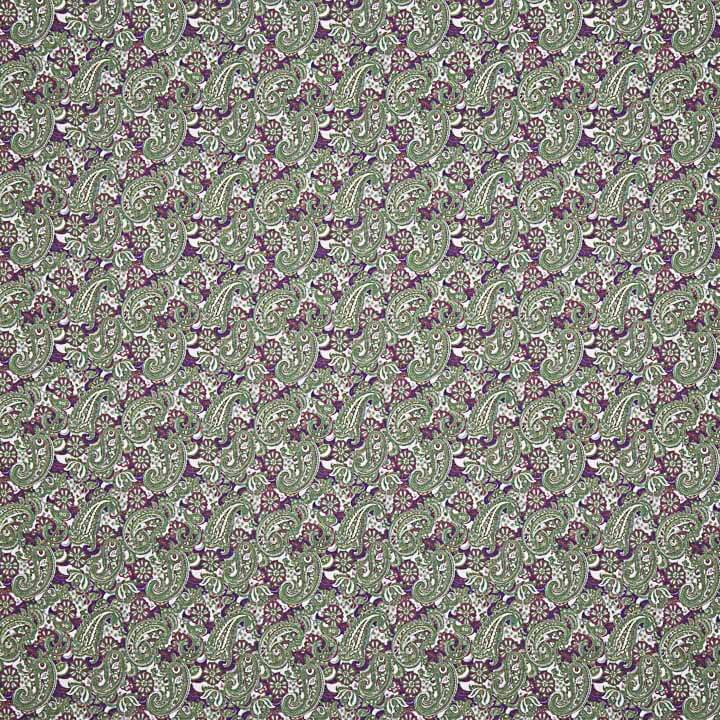 Popelina estampada em verde paisley e malva - Ribes y Casals