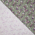 Popelina estampada em verde paisley e malva - Ribes y Casals