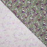Popelina estampada em verde paisley e malva - Ribes y Casals
