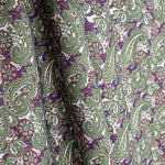 Popelina estampada em verde paisley e malva - Ribes y Casals