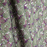 Popelina estampada em verde paisley e malva - Ribes y Casals
