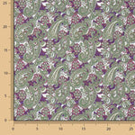 Popelina estampada em verde paisley e malva - Ribes y Casals