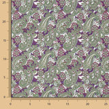 Popelina estampada em verde paisley e malva - Ribes y Casals