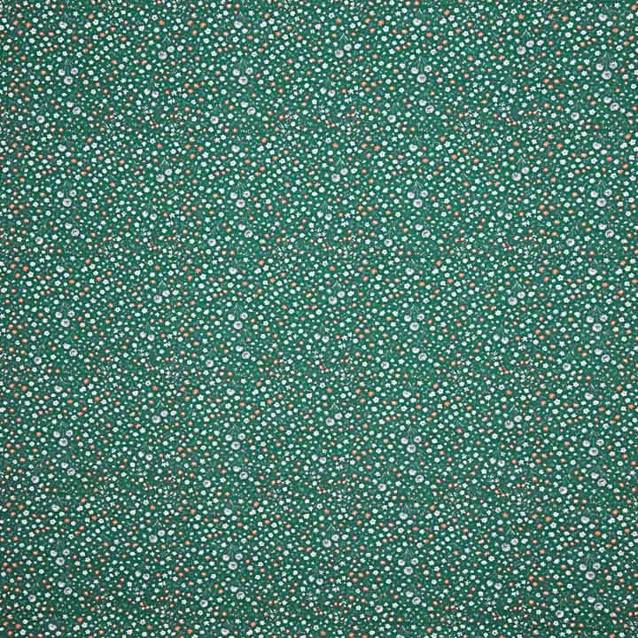 Popelina estampada com mini-flores verdes - Ribes y Casals