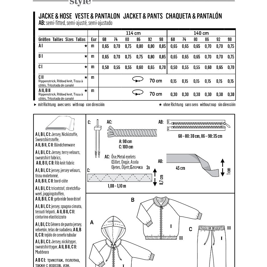 Patrón Burda 9349 Chaqueta y Pantalón - Ribes y Casals