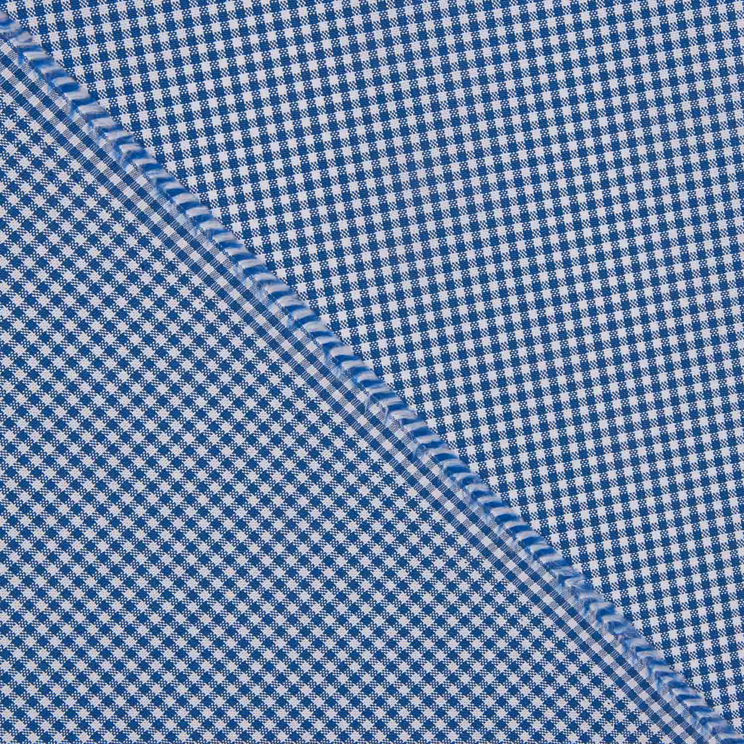 Camisa de algodão Vichy azul e branco - Ribes y Casals