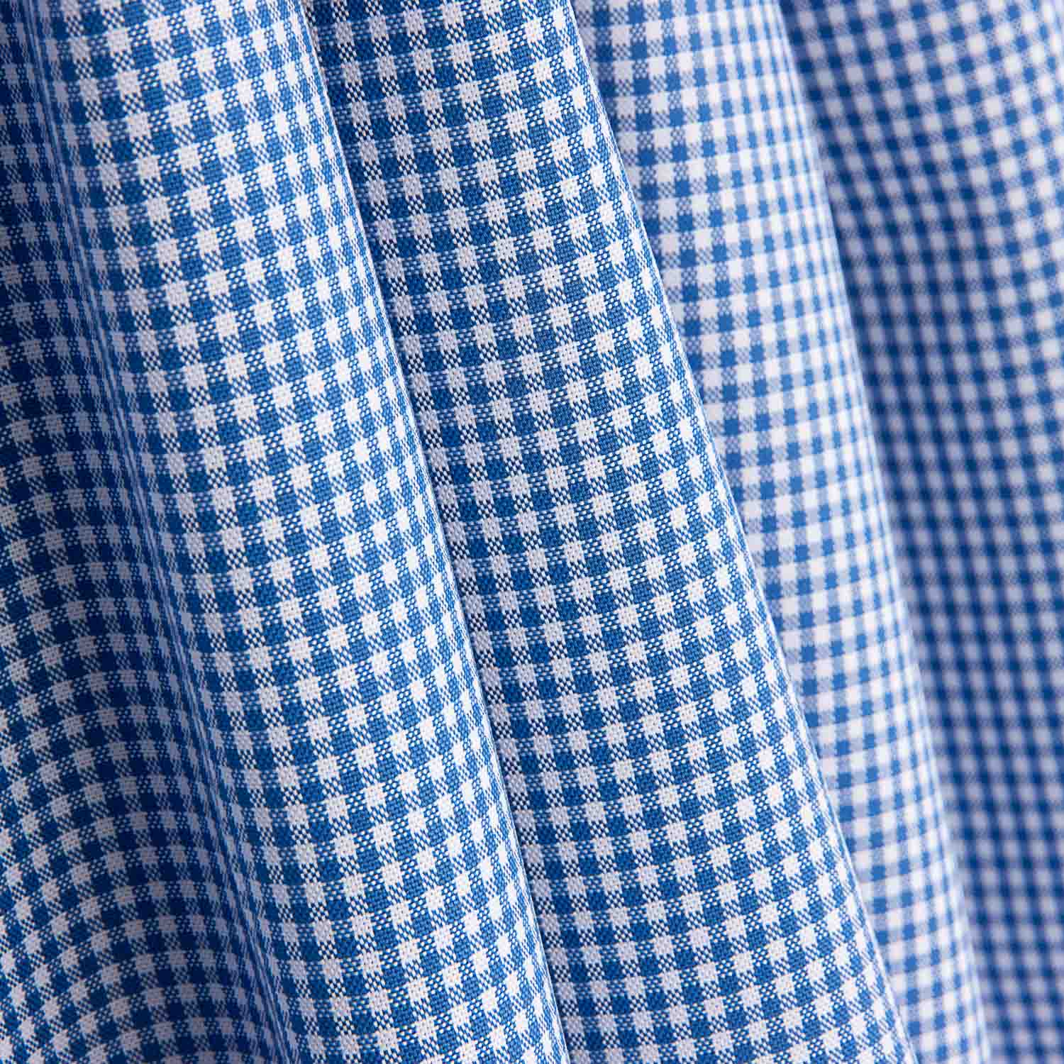 Camisa de algodão Vichy azul e branco - Ribes y Casals